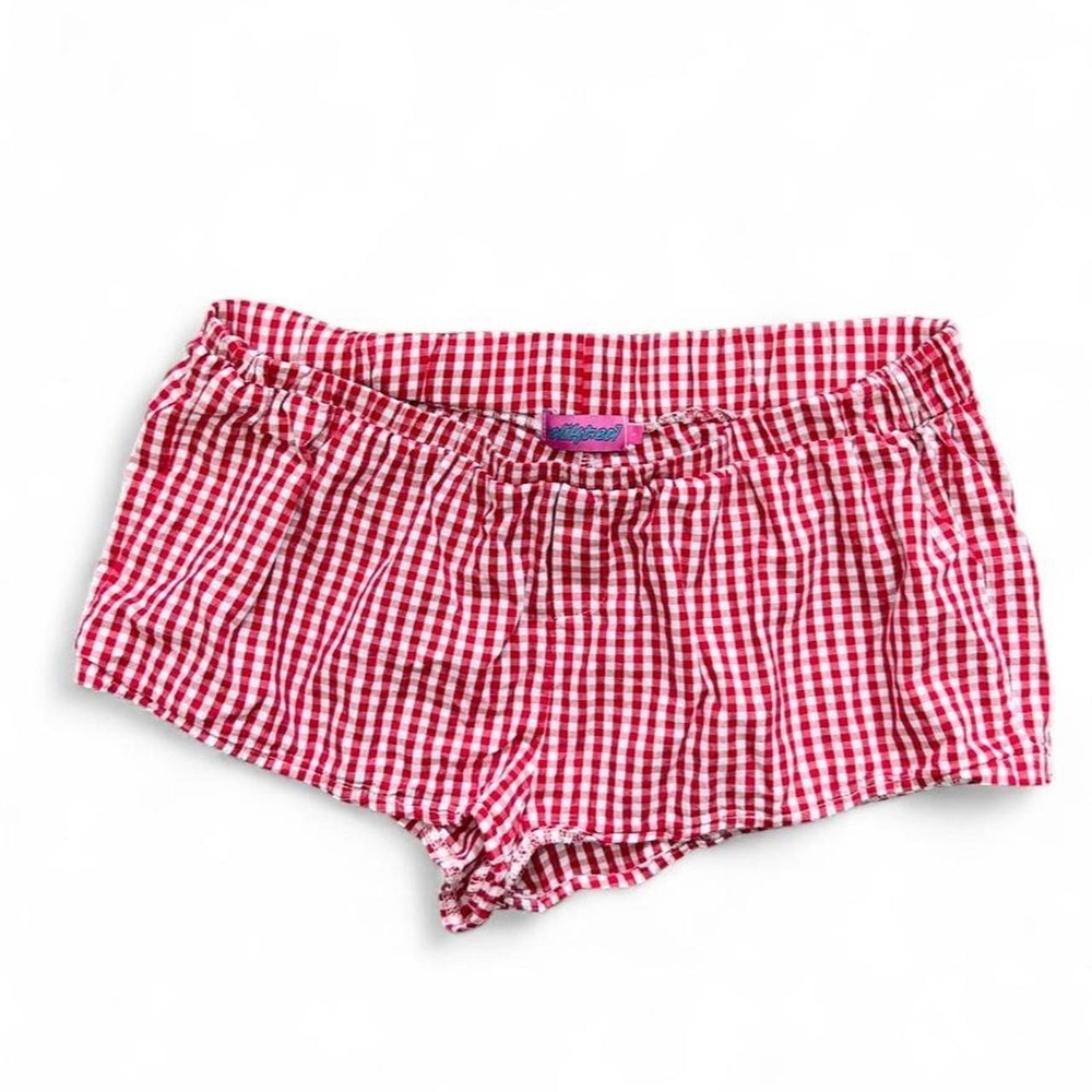 Edikted Red & White Gingham Mini Boxer Shorts Size Large Fall Low Rise Cottage
